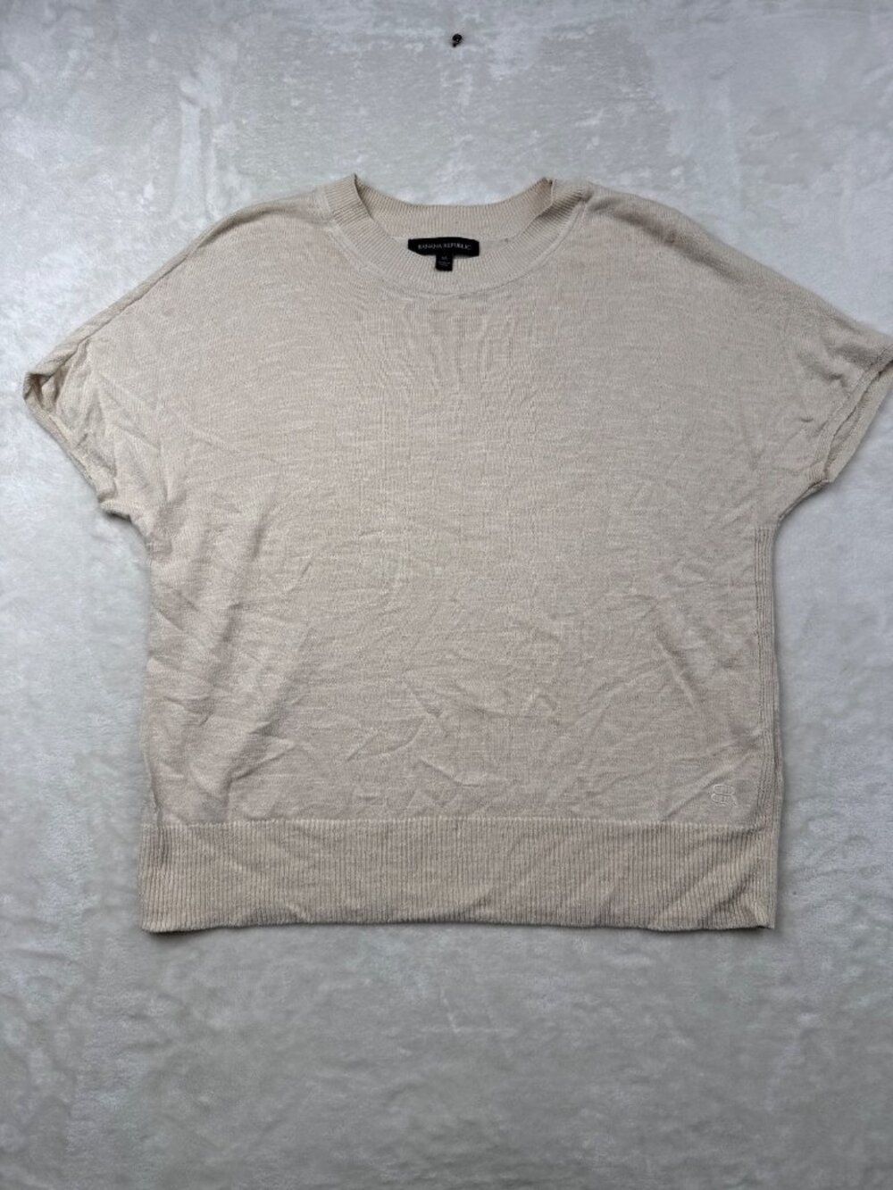 Banana Republic Womens Beige Short Sleeve Lightweight Sweater Size M